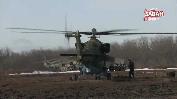 Rusya, savaş helikopterleriyle Ukrayna'daki hava saldırılarının görüntülerini paylaştı | Video