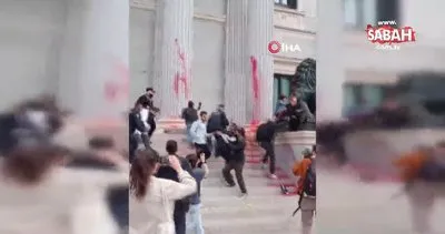 İspanya’da aktivistlerden parlamento binasına boyalı saldırı: 9 gözaltı | Video