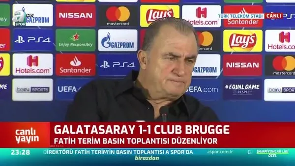 Galatasaray Teknik Direktörü Fatih Terim Club Brugge karşılaşması sonrası gazetecilerin sorularını cevapları