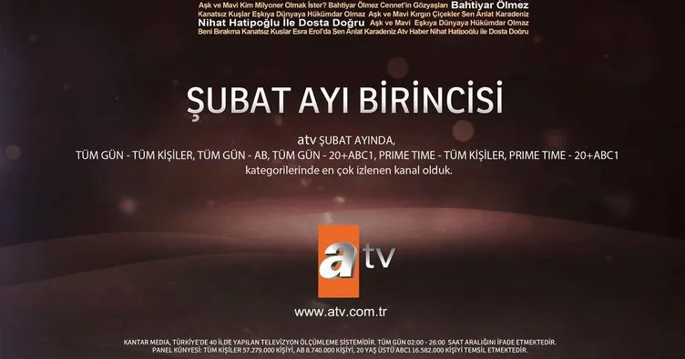 atv Şubat ayında da birinci!