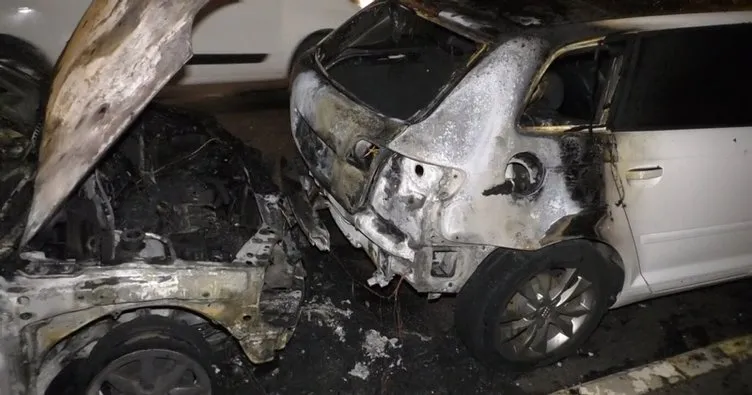 Tatile gelen iki kuzenin park halindeki araçları yandı
