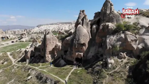 Baharın gelmesiyle yeşeren Kapadokya, görenleri mest etti | Video