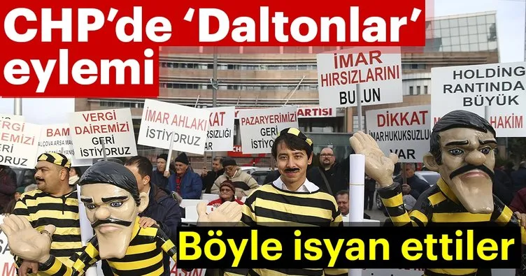 Arsa mağdurlarından CHP önünde Dalton Kardeşler eylemi