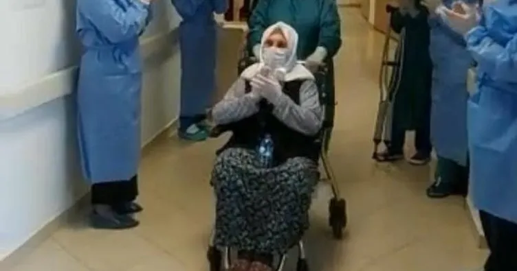 110 yaşında korona virüsü yenen Hamide Nine alkışlarla taburcu edildi