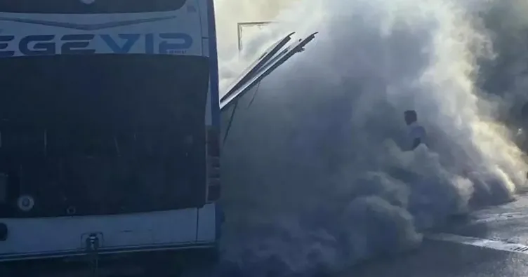 Yolcu otobüsünde korkutan yangın