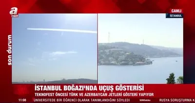 TEKNOFEST öncesi İstanbul Boğazı üzerinde Türkiye ve Azerbaycan hava kuvvetlerinden selamlama uçuşu