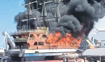 200 kişilik tekne alevlere teslim oldu