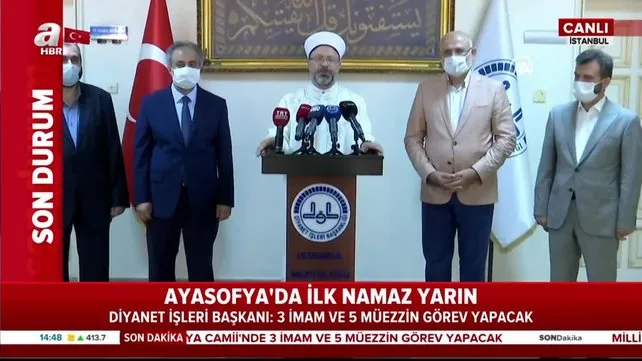 Son dakika: Diyanet İşleri Başkanı Ali Erbaş canlı yayında Ayasofya'ya atanan imam ve müezzinleri açıkladı | Video