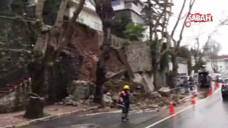 İstanbul Beykoz'da istinat duvarı çöktü!