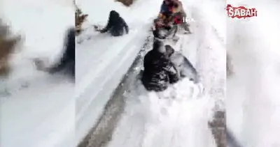 7 kafadar traktöre lastikleri bağlayarak düşe kalka kayak yaptı | Video