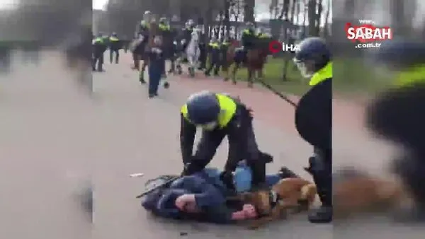 Hollanda polisinden göstericilere insanlık dışı köpekli müdahale kamerada | Video