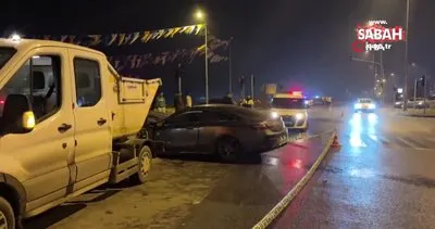 Otomobille çarpışan pikap 30 metre savruldu: 3 yaralı | Video