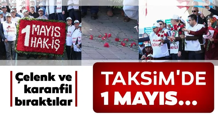 Taksim’e gelen ilk grup Cumhuriyet Anıtı’na çelenk bıraktı