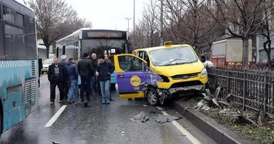 Fatih’te özel halk otobüsüyle dolmuş çarpıştı: 9 yaralı