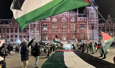 Hollanda’da Filistin’e destek gösterileri: 15 tren istasyonunda binlerce kişi toplandı