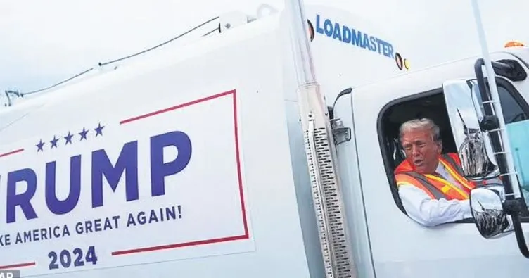Trump bu kez çöp kamyonuna bindi