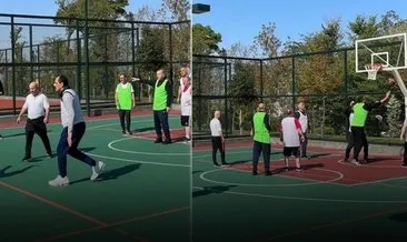 Başkan Erdoğan sabah sporunda bakanlarla basketbol oynadı