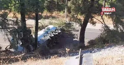 Doğalgaz yüklü kamyon uçurumdan yuvarlandı | Video