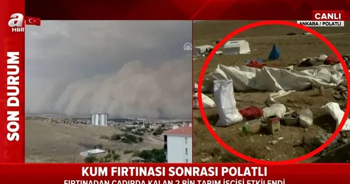 Son dakika haberi: Ankara’da kum fırtınasının yaşandığı bölgeden canlı yayında dehşete düşüren görüntüler! 2 Bin işçi... | Video