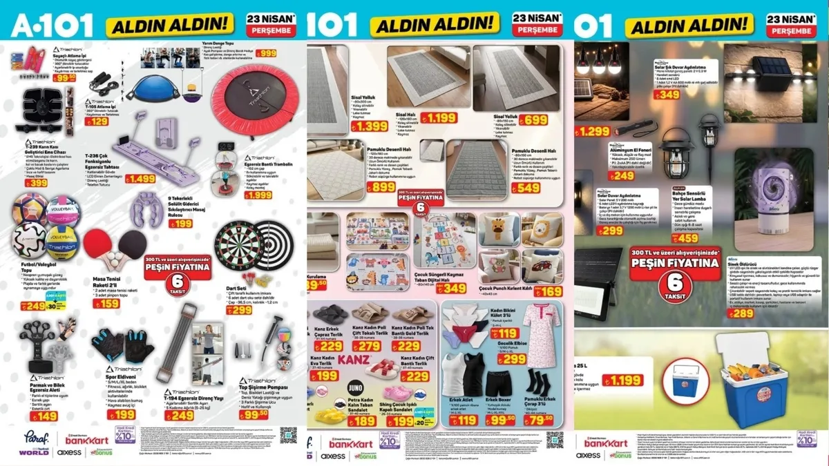 A101 AKTÜEL PERŞEMBE FIRSATLARI! A101 aktüel 23 Nisan fırsatları: halı,yolluk,terlik çeşitleri,oyuncaklar