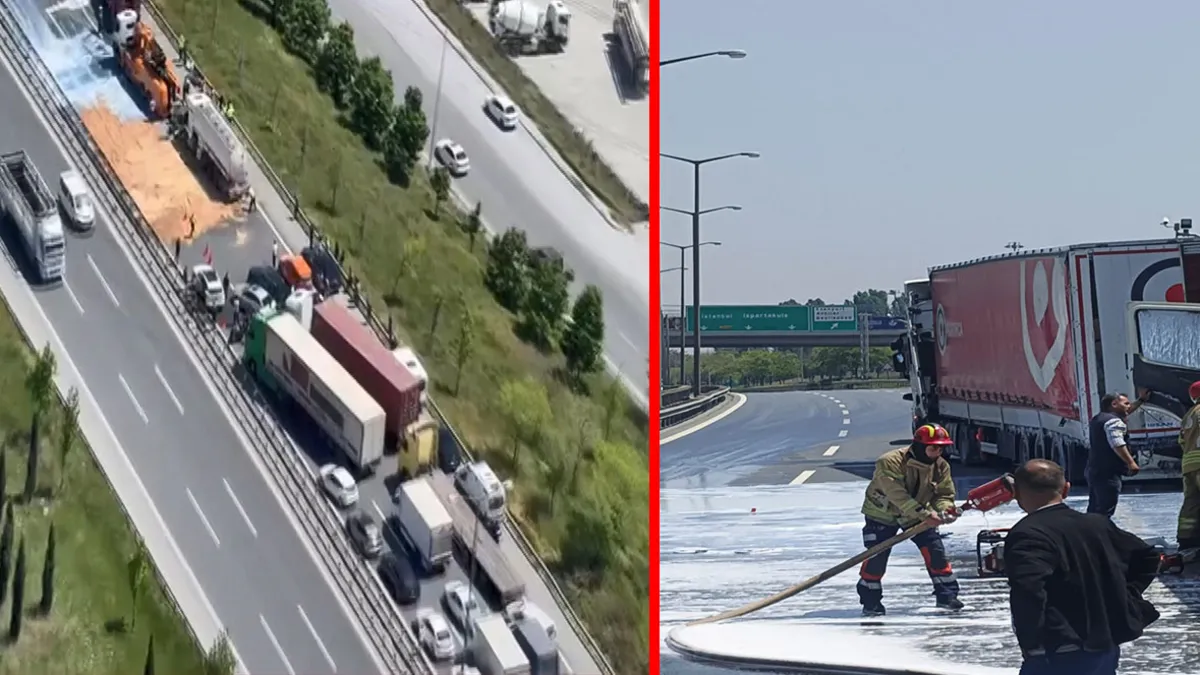 Esenyurt TEM Otoyolu'nda akaryakıt tankeriyle TIR çarpıştı! Metrelerce araç kuyruğu oluştu… Esenyurt TEM Otoyolu'nda akaryakıt tankeriyle TIR çarpıştı! Metrelerce araç kuyruğu oluştu…