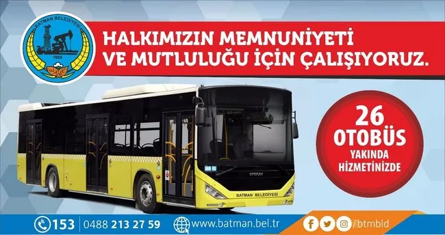 Batman’a yeni 26 halk otobüsü