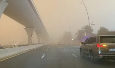 Suudi Arabistan’da kum fırtınası! Gökyüzünün rengi turuncuya döndü