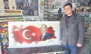 Mozaik ustasından dev Erdoğan tablosu