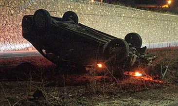 Gümüşhane'de kontrolden çıkan otomobil ters döndü! 1 kişi yaralandı #bayburt