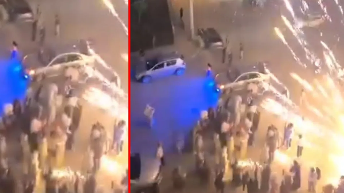 İzmir'de nişan töreninde havai fişeklerin misafirlerin üzerine patladığı anı gösteren temsili görsel.