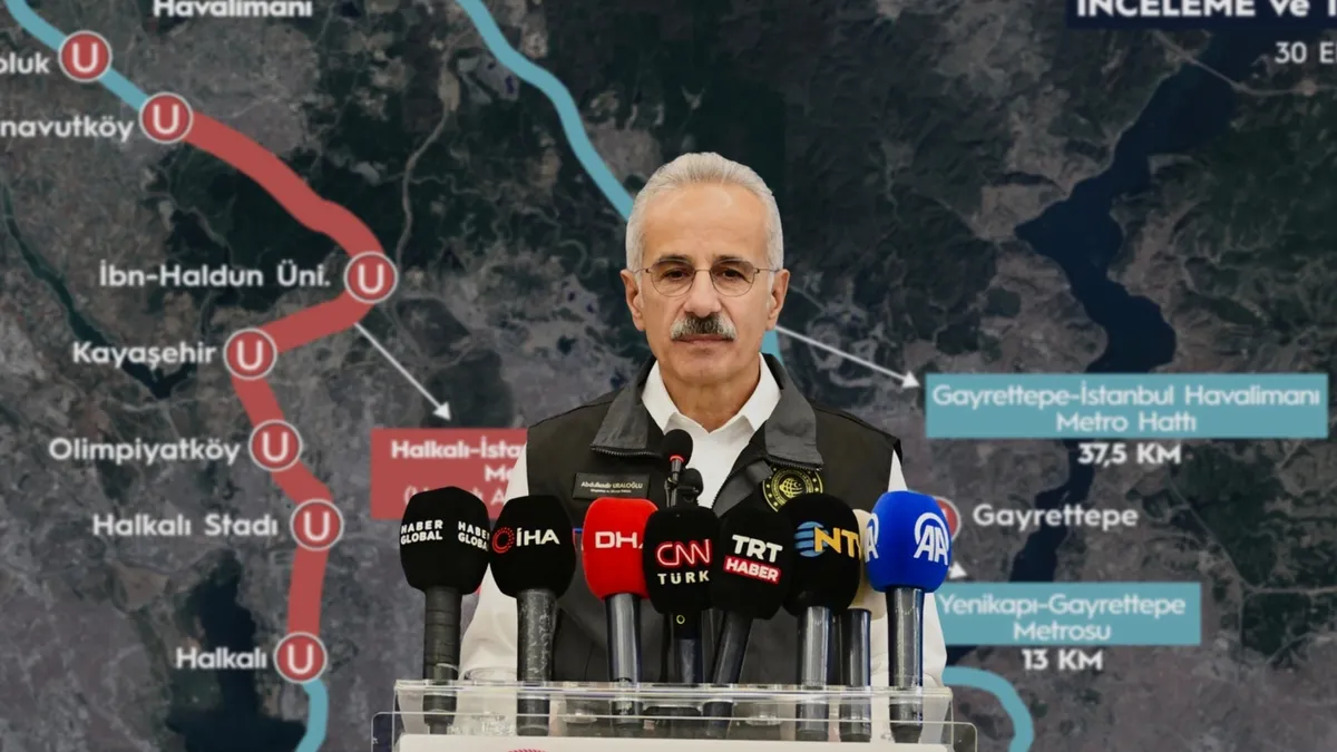Halkalı-İstanbul Havalimanı Metro Hattı'nın tamamlanan kesimini gösteren bir görsel.