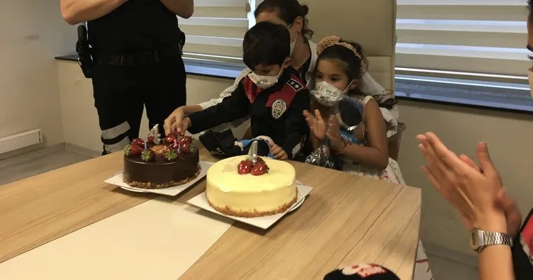 Minik Ali’ye polisten sürpriz doğum günü