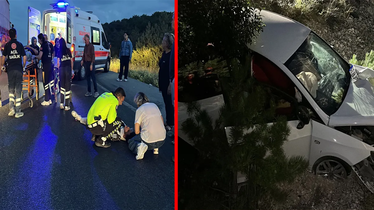 Kütahya’da feci kaza! Otomobil ile motosiklet metrelerce yükseklikten şarampole yuvarlandı: 5 yaralı Kütahya’da feci kaza! Otomobil ile motosiklet metrelerce yükseklikten şarampole yuvarlandı: 5 yaralı