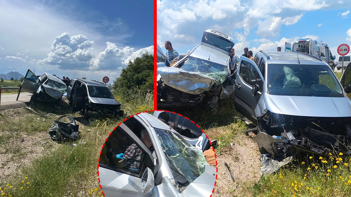 Isparta Eğirdir'de meydana gelen trafik kazası sonrası olay yeri incelemesi.