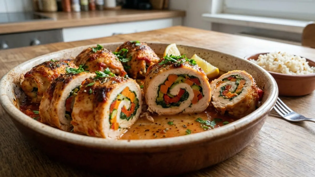 Ana yemeklerinizin vazgeçilmezi olacak! Sebzeli tavuk rulo tarifi