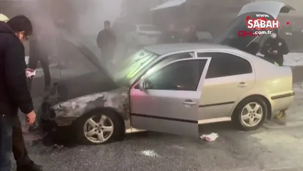 Konya'da seyir halindeki otomobil alev aldı | Video