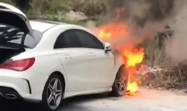 Bakırköy’de park halindeki araç alev alev yandı