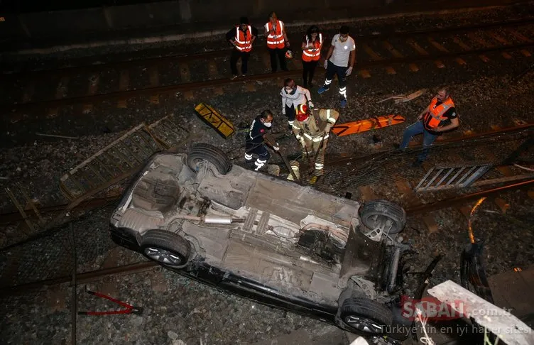 Bakırköy’de otomobil metro hattına böyle düştü