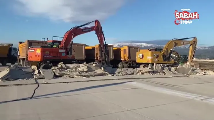 Hatay Havalimanı pistini onarım çalışmalarına başlandı | Video