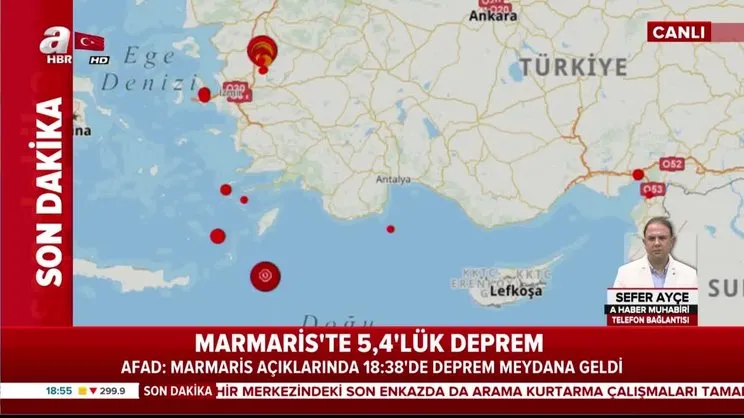 Marmaris'te 5.4 büyüklüğünde deprem!