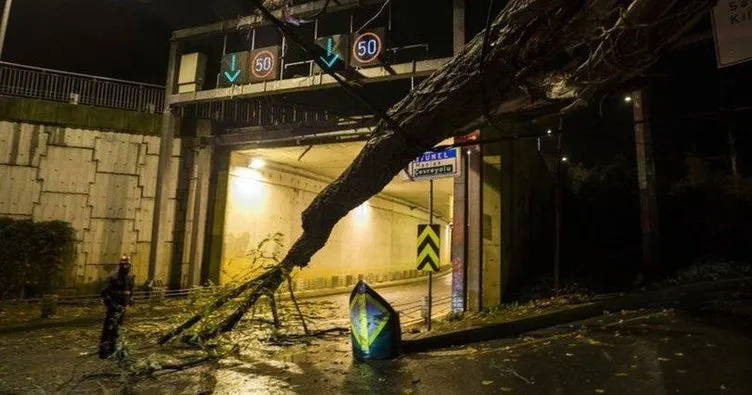 Sarıyer’de tünel girişine devrilen ağaç yolu trafiğe kapattı