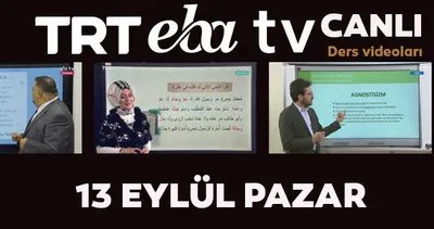 TRT EBA TV izle! 13 Eylül Pazar Ortaokul, İlkokul, Lise dersleri ’Uzaktan Eğitim’ canlı yayın... EBA TV ders programı | Video