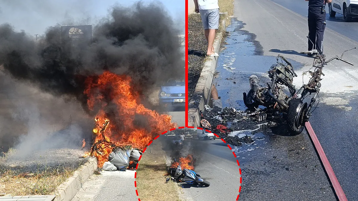 Antalya'da yanan motosikletin genel görünümü