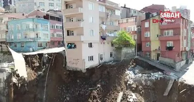 Kağıthane’de 4 katlı binanın çökmesinin hemen sonrası havadan görüntülendi