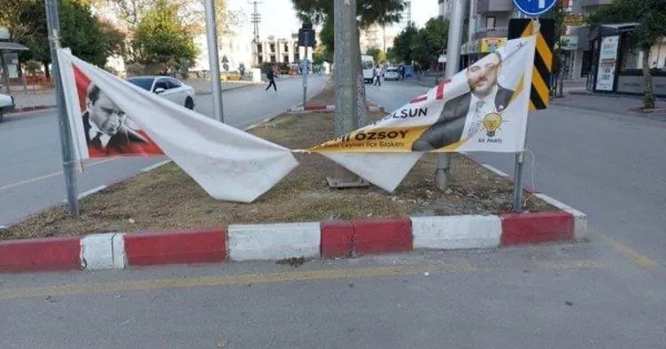 Bayram afişlerini kesen üç CHP’li gözaltına alındı
