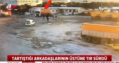 İzmir’de sinirlenen şoför TIR’la tartıştığı arkadaşlarını böyle kovaladı | Video