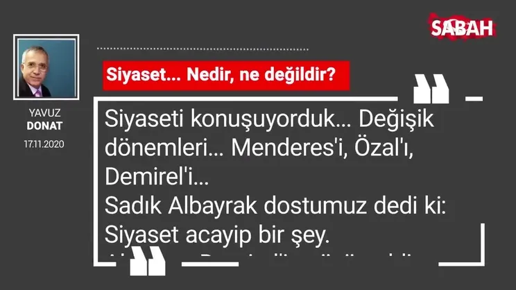 Yavuz Donat | Siyaset... Nedir, ne değildir?