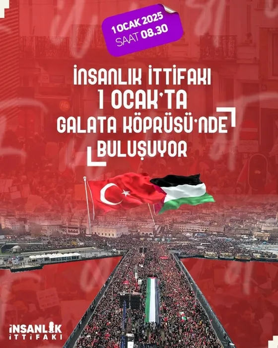 İsrail’in soykırımına ’dur’ demek için yüz binler Galata Köprüsü’nde olacak