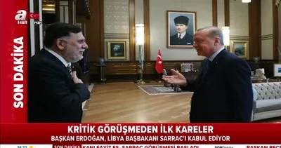 Cumhurbaşkanı Erdoğan, Libya Başbakanı Serrac görüşmesinden ilk görüntüler | Video