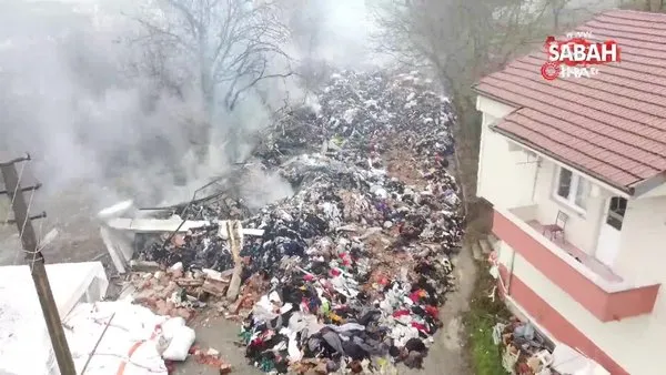Tekstil atölyesine ait depoda çıkan yangın 14 saat sonra söndürüldü | Video